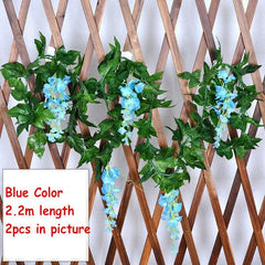 2x 7FT Artificial Wisteria Vine Garland Plants Foliage Trailing Flower flowers Outdoor home office hotel decor