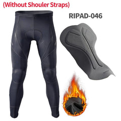 RION Men's Winter Thermal Fleece Cycling Bib Pants Mountain Bike Zipper Cycling Tights Pro Team Gel Padded MTB Bike Long Pants