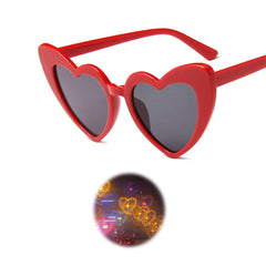 Love Heart Shaped Effects Glasses Watch The Lights Change to Heart Shape At Night Diffraction Glasses Women Fashion Sunglasses