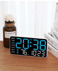 Large Digital Wall Clock Temp Date Week Display Remote Control USB Powered Table Clock Wall-mounted Dual Alarms LED Clocks