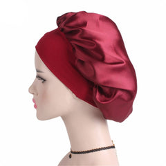 Newly Women's Satin Solid Sleeping Hat Night  Hair Care Bonnet Nightcap For Women Men Unisex Cap