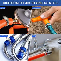 Hose Clamps Stainless Steel Screw Band  Car Fuel Tube Pipe Clamp Worm Gear Plier Tools Faucet Water Pipes Fasteners