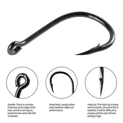 Fishing Hooks Set 100Pcs Box 10 Series High Carbon Steel Single Circle Fishing Hook Fly Fishing Jip Barbed Carp Hooks