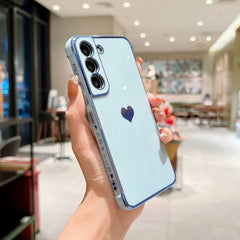 Luxury Plating Case For Samsung Galaxy S22 S23 Ultra S21 S20 FE A52 A53 S22 Plus A13 A54 A14 Love Heart Side Pattern Phone Cover