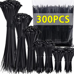 300/100Pcs Plastic Nylon Cable Ties Detachable Self-locking Cord Ties Straps Fastening Loop Reusable Wire Ties For Home Office