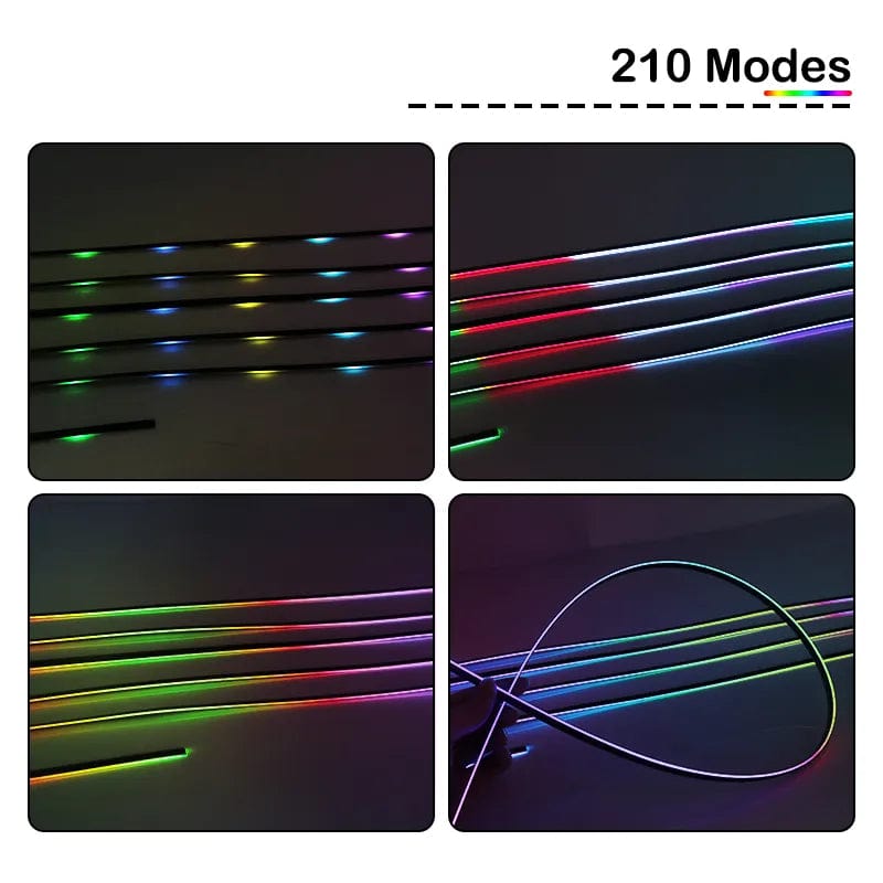 18 In 1  LED Interior Lights Full Colour Streamer Car Ambient Lights RGB 64 Universal Hidden Acrylic Strip Symphony Atmosphere Lamp