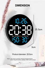 LED Large Digital Wall Clock 10inch with Remote Control Temperature Humidity Date Week Display