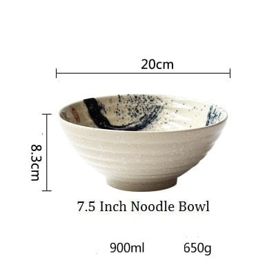 Japanese style 7.5 inch large bowl ramen bowl ceramic soup bowl retro tableware hat bowl trumpet bowl ceramic - Wowza