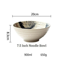 Japanese style 7.5 inch large bowl ramen bowl ceramic soup bowl retro tableware hat bowl trumpet bowl ceramic - Wowza