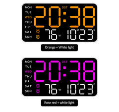 Large Digital Wall Clock Temp Date Week Display Remote Control USB Powered Table Clock Wall-mounted Dual Alarms LED Clocks