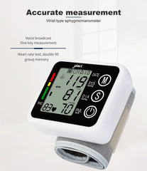 Wrist Digital Blood Pressure Monitor  English / Russian / Portuguese / Spanish Voice  Broadcast Tonometer