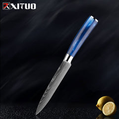 XITUO Kitchen Knife Set Japanese Chef Knives 7CR17 Stainless Steel Damascus Laser Slicing Santoku Cleaver 1-10pc Kitchen Knifes - Wowza