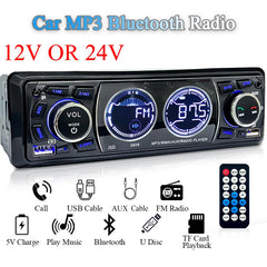 Car Radio 1din Audio Bluetooth Stereo MP3 Player FM Receiver 60Wx4 Support Phone Charging AUX/USB/TF Card In Dash Kit