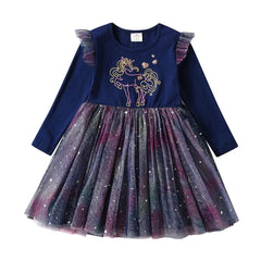 Kids Autumn Winter Dresses for Girls Star Sequins Princess Dress Girl Long Sleeve Party Vestidos Girls Dress Children Clothing