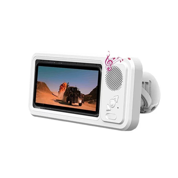 gift-Shower Phone Holder with Bluetooth Speaker IPX4 Waterproof Anti-Fog Touch Screen Wall Mount for Shower Bathroom