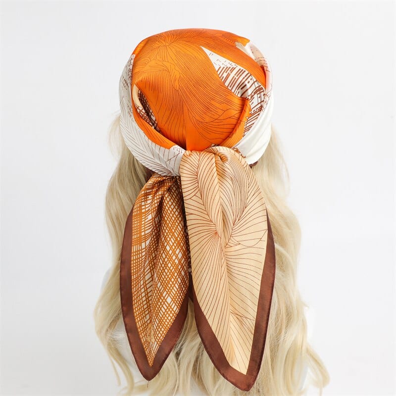 Female Silk Neck Scarf Letter D Print Square Hair Scarves Foulard Head Band Shawls And Wraps Neckerchief Bandana 70*70cm