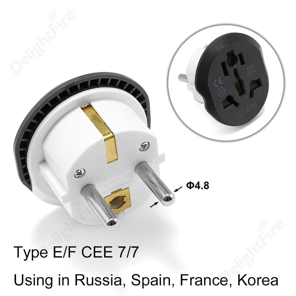 EU Plug Adapter Universal 16A EU Converter 2 Round Pin Socket AU UK US To EU Wall Socket AC 250V Travel Adapter High Quality