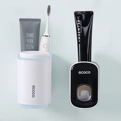 Bathroom Accessories Set Toothbrush Holder Toothpaste Dispenser Wall Mount Toothbrush Cup Storage Rack Toothpaste Squeezer