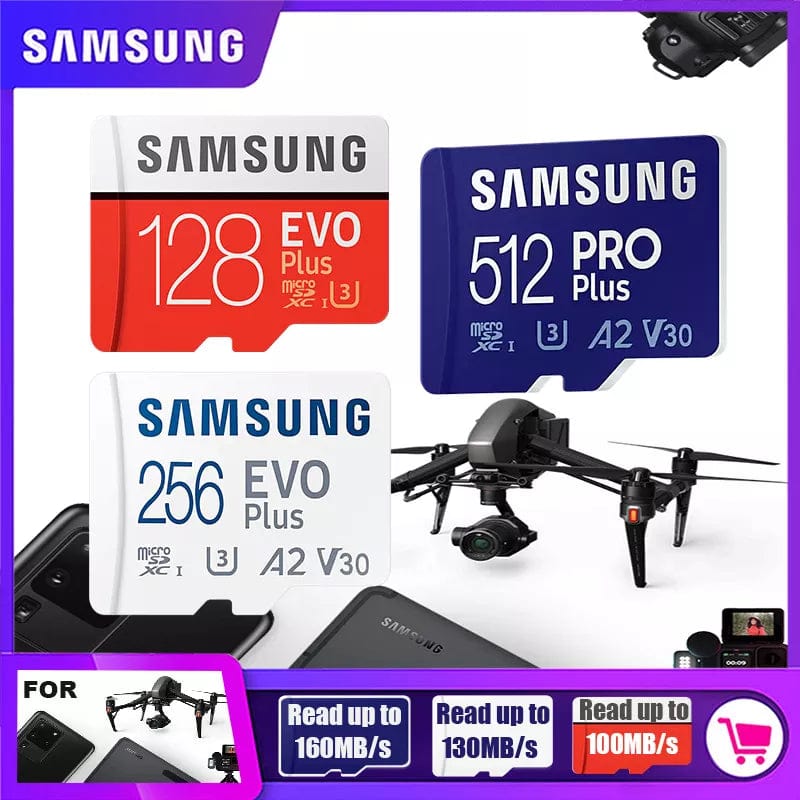 SAMSUNG Original Micro SD 32GB 64GB Memori Memory Card C10 TF MicroSD Cards SDXC 128GB 256GB 512GB U3 4K For Phone Drone Camera