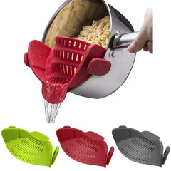 Silicone Clip on Pan Pot Strainer Anti Spill Pasta Pot Strainer Food Grade Fruit Colander for Pasta Fruit Vegetable