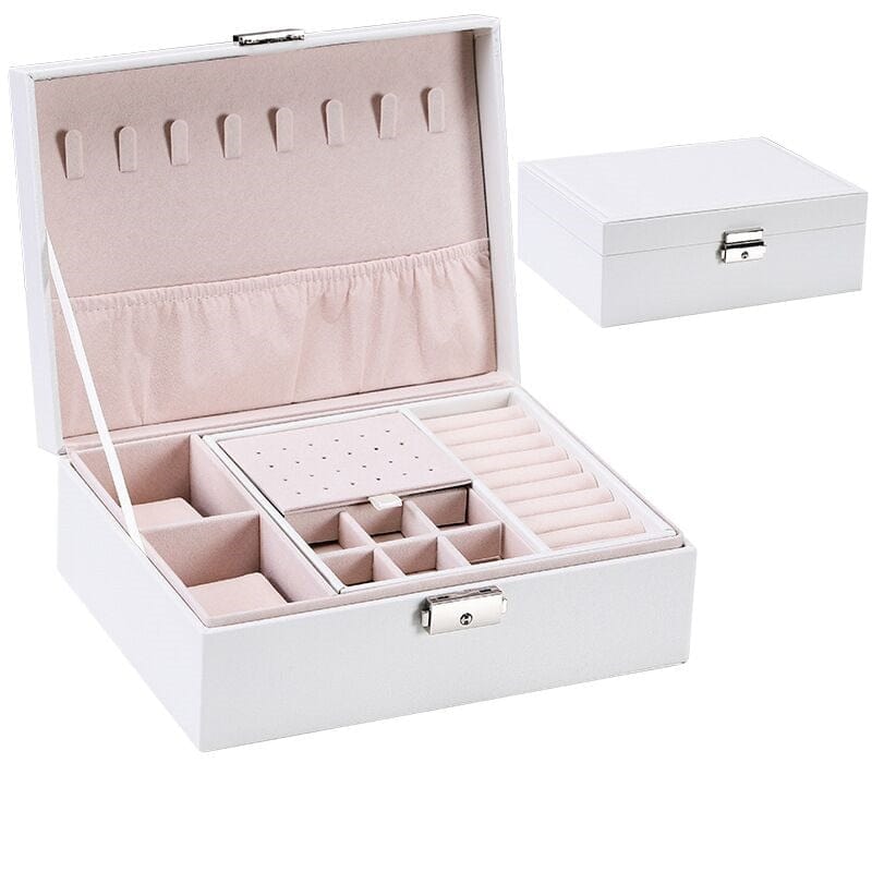 New Double-Layer Leather Jewelry Box Ear Stud Earrings Ornament Storage Holder Multi-Function Large Jewelry Packaging Display