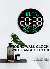 LED Large Digital Wall Clock 10inch with Remote Control Temperature Humidity Date Week Display