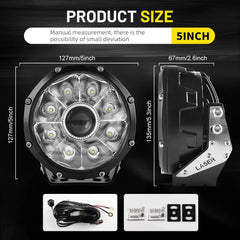 5" Led Projector Spotlights Car High Bridges Search Light Spotlight LED Bulbs for Long Range 4x4 Driving Led Off Road 12v 24v Flood Beams Car Truck