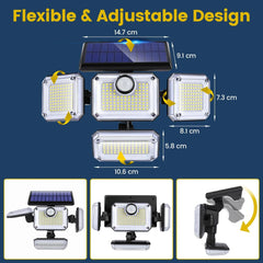 Waterproof Solar Powered Outdoor Light Motion Sensor 2000LM 333 LED Security Street Lamp Sconce Spotlights for Garden Decoration