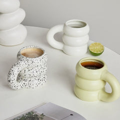 Creative Water Cup Ceramic Mug Nordic Coffee Cups with Big Handrip Colored Ceramics Big Juice Mugs - Wowza