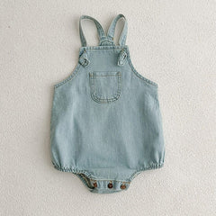 2023 Spring Autumn New Baby Overalls Boys Girls Denim Overalls Kids Jumpsuit Korean Fashion Children Denim Shorts