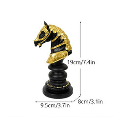 NORTHEUINS Resin Retro International Chess Figurine for Interior King Knight Sculpture Home Desktop Decor Living Room Decoration