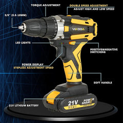 Cordless Drill Rechargeable Electric Screwdriver Lithium Battery Household Multi-function 2 Speed Power Tools