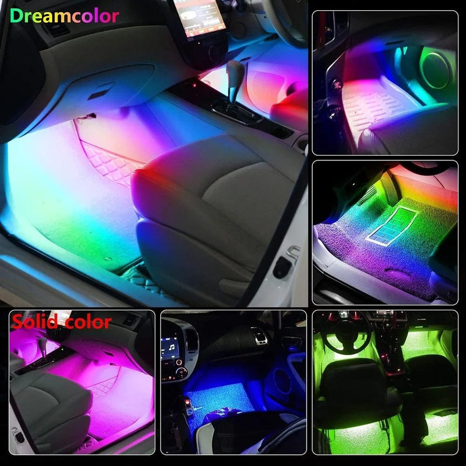 LED Car Interior Neon 48 72  Ambient Foot Light with USB Wireless Remote Music App Control Auto RGB Atmosphere Decorative Lamps