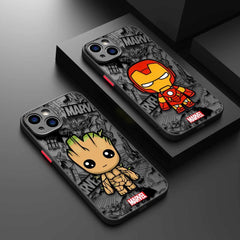 Phone Case For iPhone 15 11 14 13 12 Pro Max Mini X XR Xs 8 7 Plus 6 6S Silicon Cover Marvel Groot Spiderman Black Panther