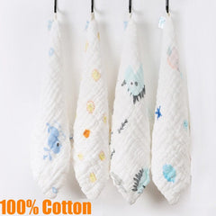 4PCS Baby Towel 100% Cotton Bath Towel 6 Layers Gauze Face Washcloth Squares Hand Wipe Newborn Bathing Feeding Kids Handkerchief