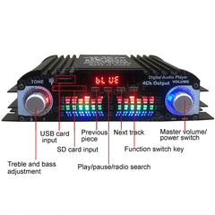 HiFi Sound Amplifier Digital 1600W Peak Power 4 Channel Audio Amplifier Bluetooth Karaoke Player FM Radio Support Remote Control