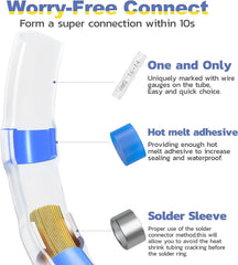 Heat Shrink Butt Waterproof Solder Seal Wire Cable Splice Terminal Kit Crimp Terminals Electrical with Hot Air Gun