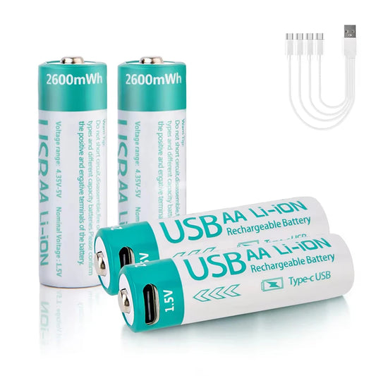 Kuugro AA 1.5 V 2600 mWh USB‑C Rechargeable Lithium Battery – Long‑Lasting Power