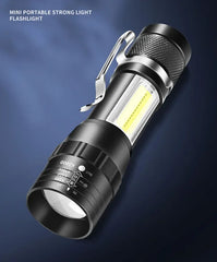 USB Rechargeable Mini Flashlight COB+XPE Portable Built-in Battery Zoomable Small Torch 3 Mode Camping Emergency Flashlights