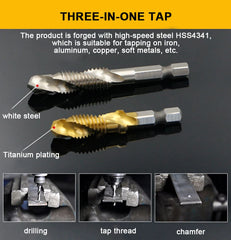 Tap Drill Bit Set Hex Shank Titanium Plated HSS Screw Thread Bit Screw Machine Compound Tap M3 M4 M5 M6 M8 M10 Hand Tools