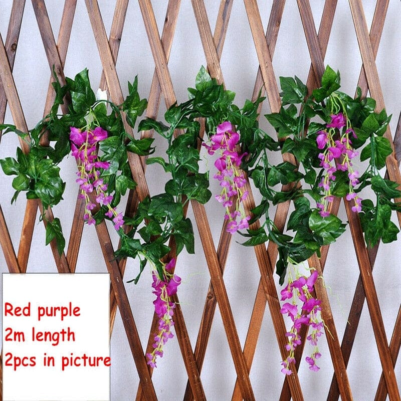 2x 7FT Artificial Wisteria Vine Garland Plants Foliage Trailing Flower flowers Outdoor home office hotel decor