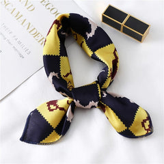 Women Small Satin Silk Scarf Square Print Wrap Foulard Femme Handkerchief Bandana Neck Hair Skinny Tie Scarves Shawls