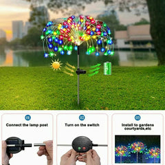 LED Solar Firework Fairy Lights Outdoor Waterproof Lawn Pathway Garden Lights For Patio Yard Party Wedding Decoration