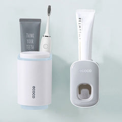 Bathroom Accessories Set Toothbrush Holder Toothpaste Dispenser Wall Mount Toothbrush Cup Storage Rack Toothpaste Squeezer