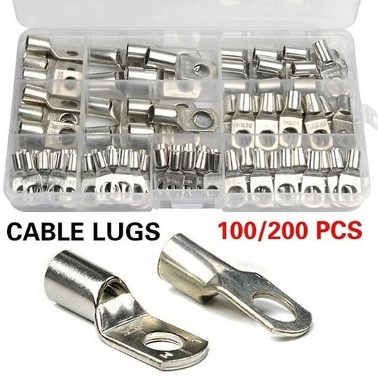 Electrical Terminals for Cable Lugs Tinned Copper Lug Ring Wire Connectors Bare Cable Terminals 10 Sizes