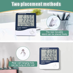 LCD Thermometer Electronic Digital Temperature Humidity Meter Indoor Outdoor  Hygrometer Weather Station Clock HTC-1 HTC-2