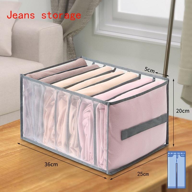 Jeans Compartment Storage Box Closet Clothes Drawer Mesh Separation Box Stacking Pants Drawer Divider Can Washed Home Organizer - Wowza