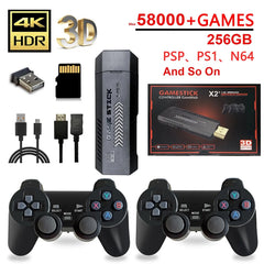 X2 Plus 256G 50000 Game GD10 Pro 4K Game Stick 3D HD Retro Video Game Console Wireless Controller TV 50 Emulator For PS1/N64/DC