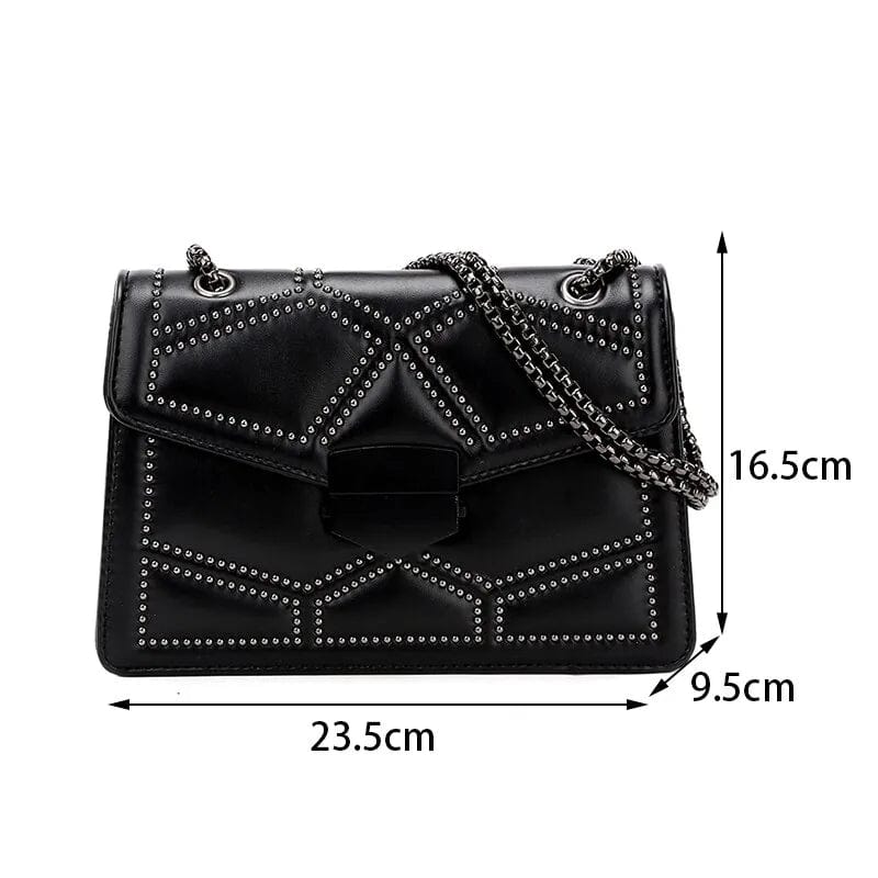 Vintage Rivet Chain Small Shoulder Bags For Women Flap PU Leather Fashion Small Square Crossbody Bag Designer Handbag