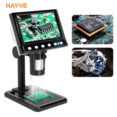 4.3'' Digital Microscope 1600X USB Microscope 1080p Soldering Microscope with 8 LEDs Compatible with Windows/Mac OS (DM7)